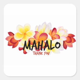 Mahalo Plumeria Square Sticker