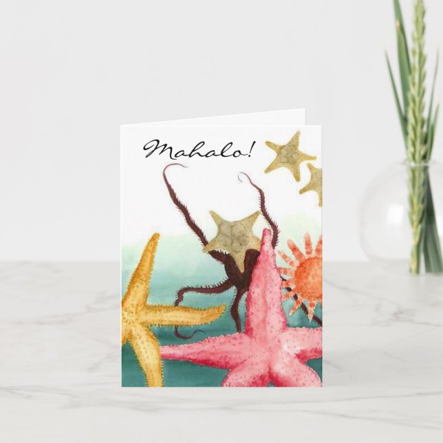 Mahalo Thank You Card Starfish Sealife Aquatic TYs (Front)