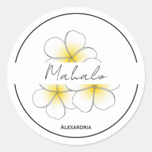 Mahalo thank you plumeria sticker customisable
