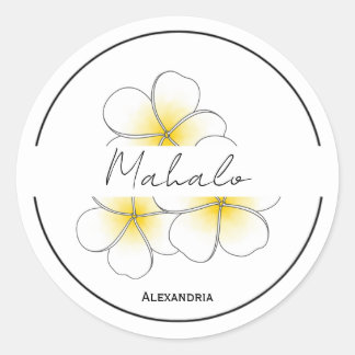 Mahalo thank you plumeria sticker customisable