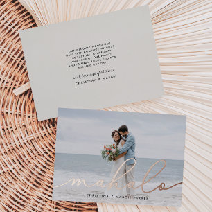 Mahalo   Wedding Photo Foil Thank You Card