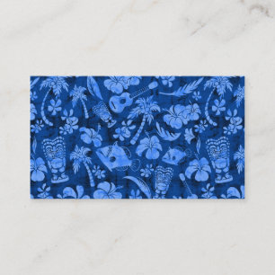 Mahapuu Beach Hawaiian Batik Tonal Blue Business Card