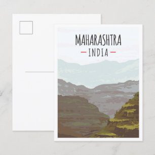 Maharashtra India Art Vintage Travel Illustration Postcard