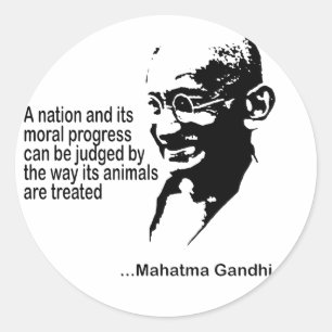 Mahatma Gandhi Animal Rights Classic Round Sticker