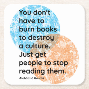 Mahatma Gandhi Books Quotes Square Paper Coaster