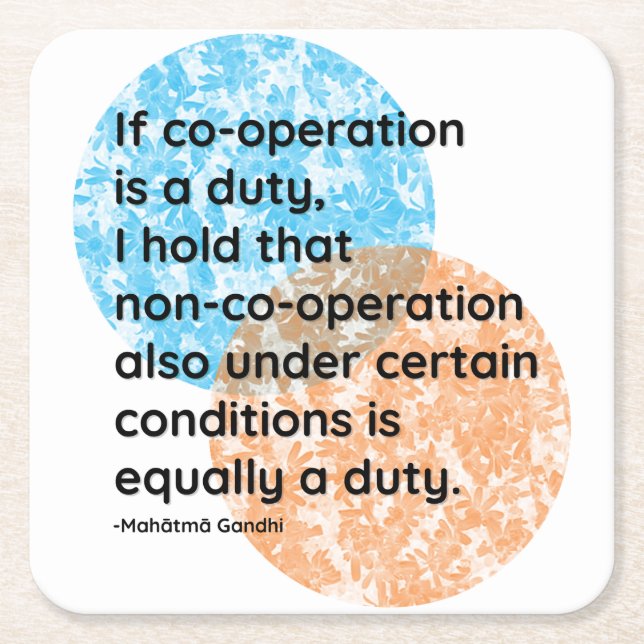 Mahatma Gandhi Co-operation Quotes Square Paper Coaster (Front)