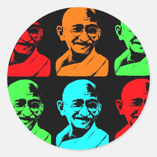 Mahatma Gandhi Collage Classic Round Sticker (Front)