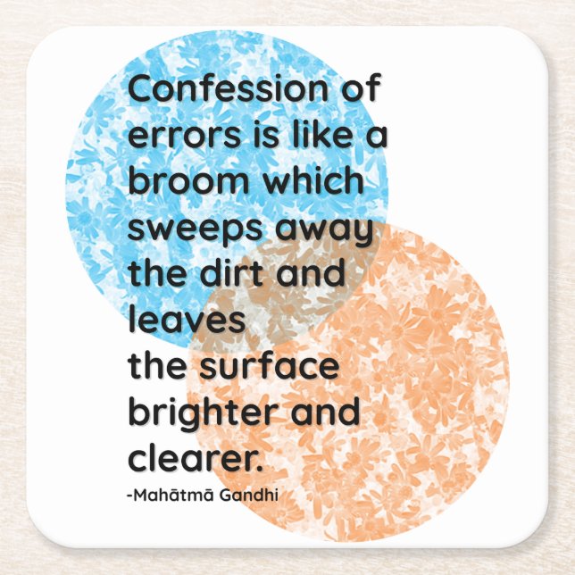Mahatma Gandhi Confession Quotes Square Paper Coaster (Front)