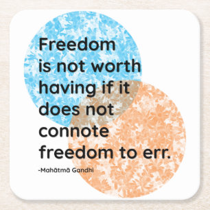 Mahatma Gandhi Freedom Quotes Square Paper Coaster