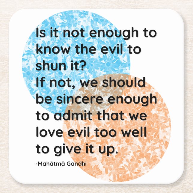 Mahatma Gandhi Give It Up Quotes Square Paper Coaster (Front)