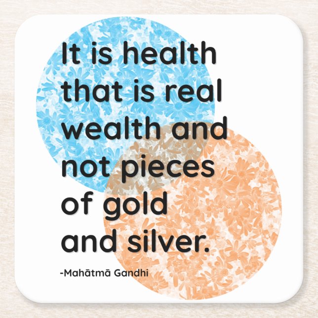 Mahatma Gandhi Health Quotes Square Paper Coaster (Front)