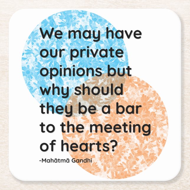 Mahatma Gandhi Heart Quotes Square Paper Coaster (Front)