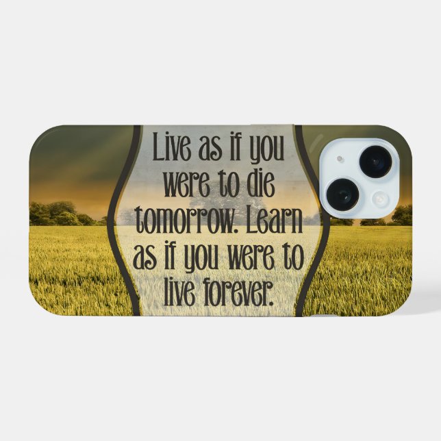Mahatma Gandhi Inspirational Quote "Live" iPhone 15 Case (Back Horizontal)
