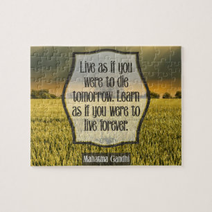 Mahatma Gandhi Inspirational Quote "Live" Jigsaw Puzzle