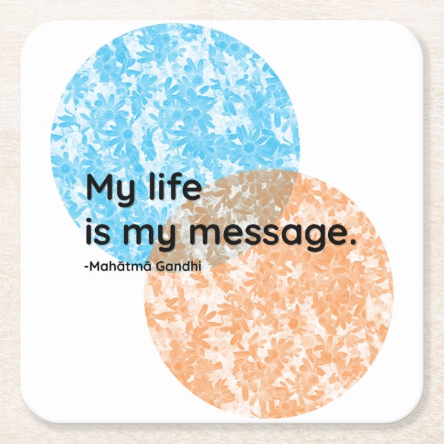 Mahatma Gandhi Life Quotes Square Paper Coaster (Front)