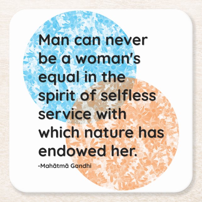 Mahatma Gandhi Man Woman Quotes Square Paper Coaster (Front)