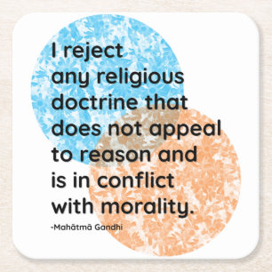Mahatma Gandhi Morality and Religiuos Quotes Square Paper Coaster