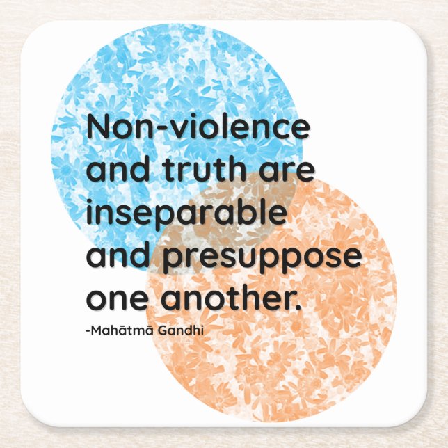Mahatma Gandhi Non-violence Truth Quotes Square Paper Coaster (Front)