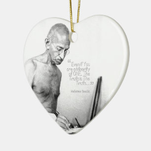 Mahatma Gandhi Quote, Minority of One, Truth Ceramic Tree Decoration