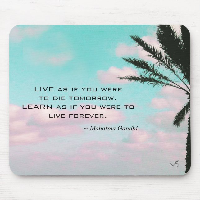 Mahatma Gandhi Quote Tropical Themed Inspirational Mouse Mat (Front)