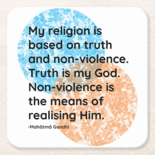 Mahatma Gandhi Religion Quotes Square Paper Coaster