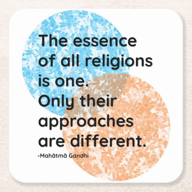 Mahatma Gandhi Religions Quotes Square Paper Coaster (Front)
