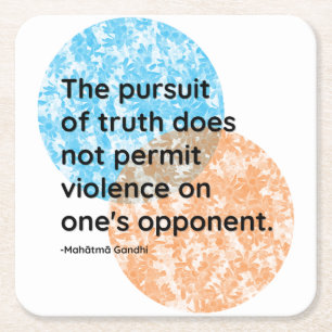 Mahatma Gandhi Truth and Violence Quotes Square Paper Coaster
