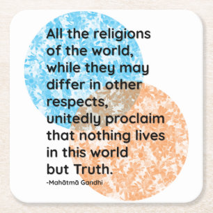Mahatma Gandhi Truth Religion Quotes Square Paper Coaster