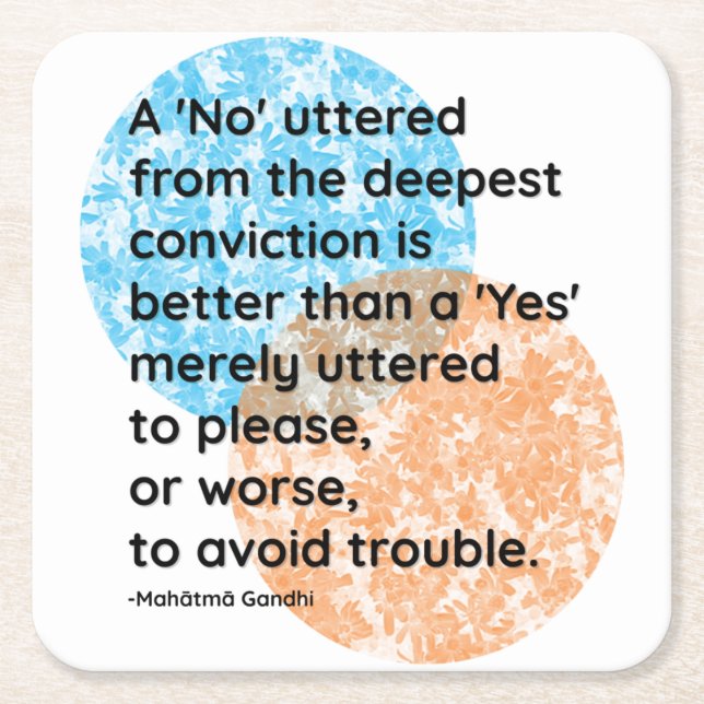 Mahatma Gandhi Yes and No Quotes Square Paper Coaster (Front)