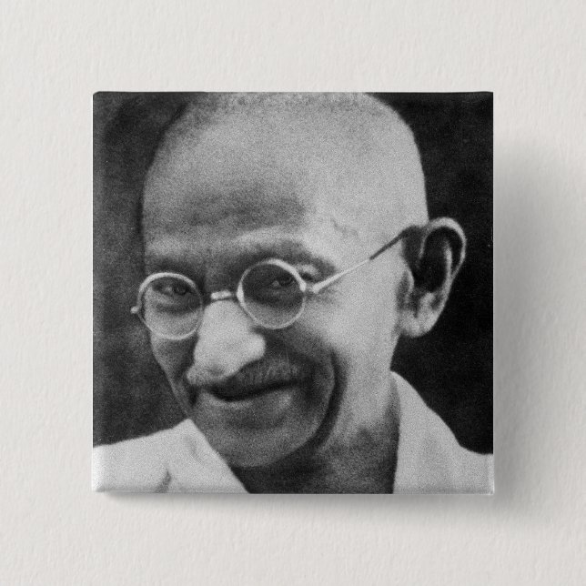 Mahatma Ghandi Portrait Photograph 15 Cm Square Badge (Front)