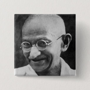 Mahatma Ghandi Portrait Photograph 15 Cm Square Badge