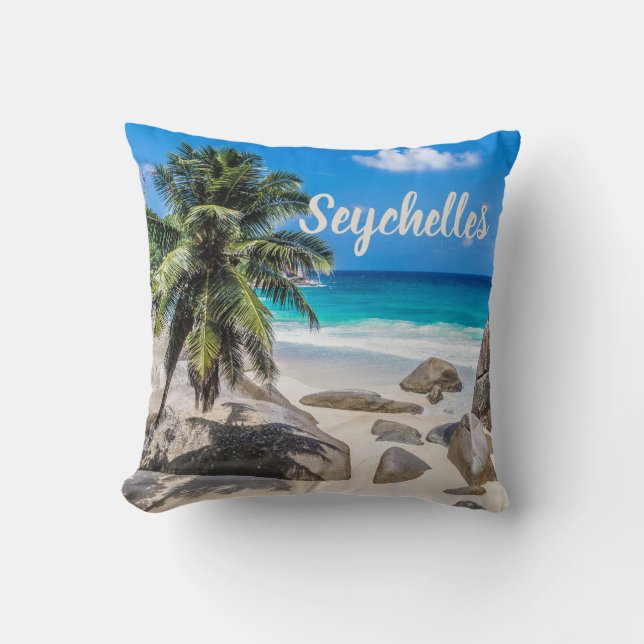 Mahe Seychelles Carana Beach gift Cushion (Front)