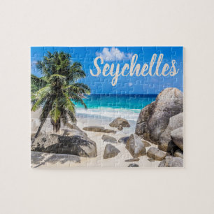 Mahe Seychelles Carana Beach gift Jigsaw Puzzle