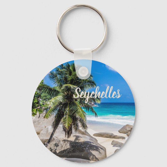 Mahe Seychelles Carana Beach gift Key Ring (Front)
