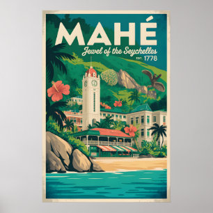Mahé Seychelles Retro Travel Poster Art