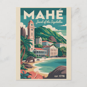 Mahé Seychelles Retro Travel Poster Art Holiday Postcard