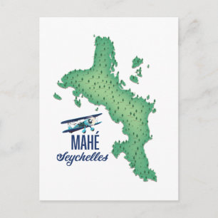 Mahé, Seychelles Vintage map Postcard