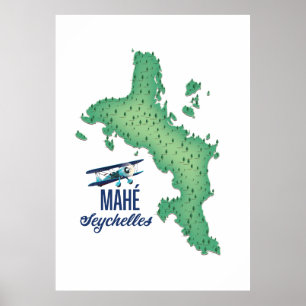 Mahé, Seychelles Vintage map Poster
