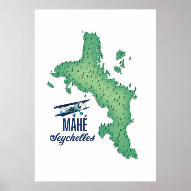 Mahé, Seychelles Vintage map Poster (Front)