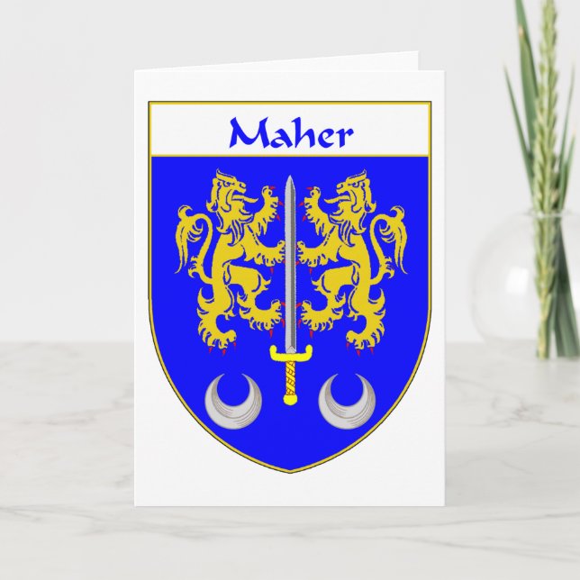 Maher Coat of Arms/Family Crest Holiday Card (Front)