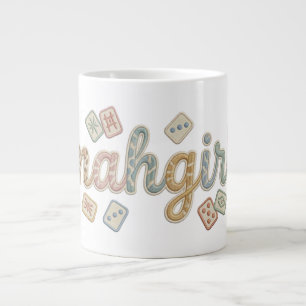 Mahgirl Embroidery Style Mahjong Large Coffee Mug