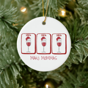 Mahj Mommas Personalised Wine Mahjong South Tiles Ceramic Tree Decoration