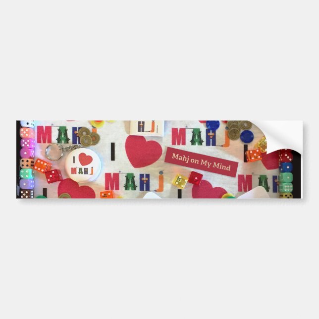 Mahj on My Mind Bumper Sticker (Front)