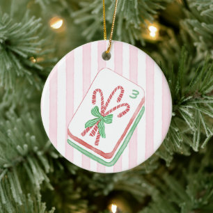 Mahj-y Christmas Candy Cane Mahjong Ceramic Tree Decoration