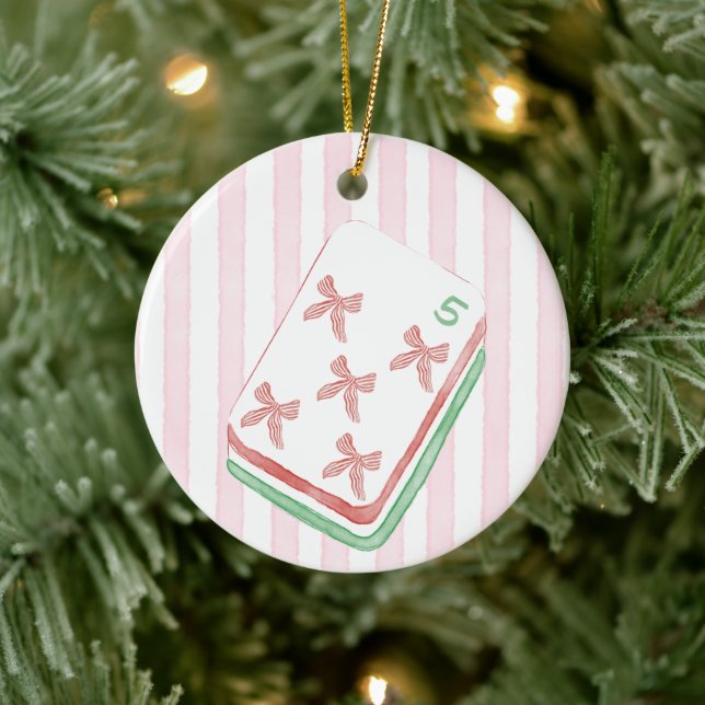 Mahj-y Christmas Five Bow Mahjong Tile Ceramic Tree Decoration (Tree)