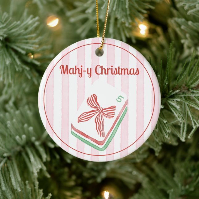Mahj-y Christmas Mahjong  Ceramic Tree Decoration (Tree)