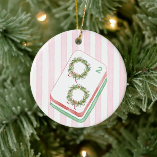 Mahj-y Christmas Wreath Mahjong Ceramic Tree Decoration