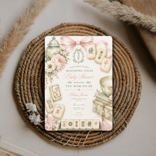 Mahjong baby shower invitation