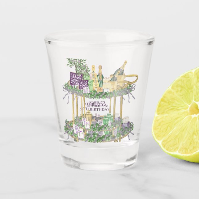 Mahjong Bar Cart Custom Shot Glass (Front)