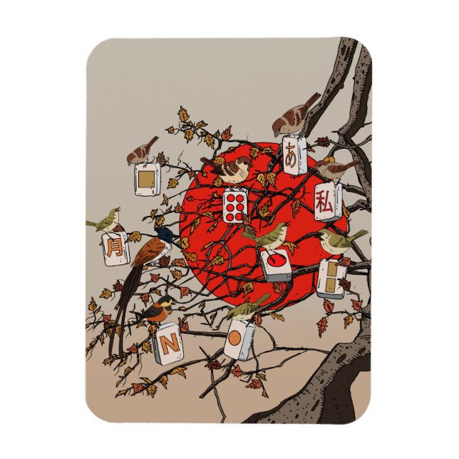 Mahjong Birds Game Magnet (Vertical)